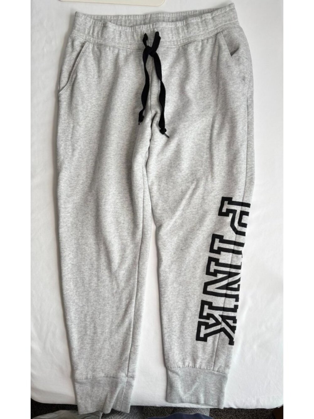 PINK Victoria’s Secret Gray Logo Jogger Sweatpants, Size Medium